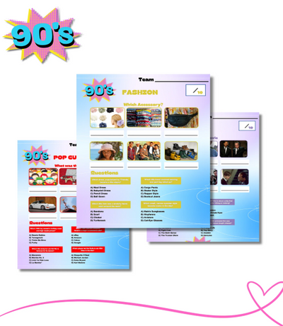 90s Trivia - Fun Pub Quiz - 5 Categories - Neat Notions Nook