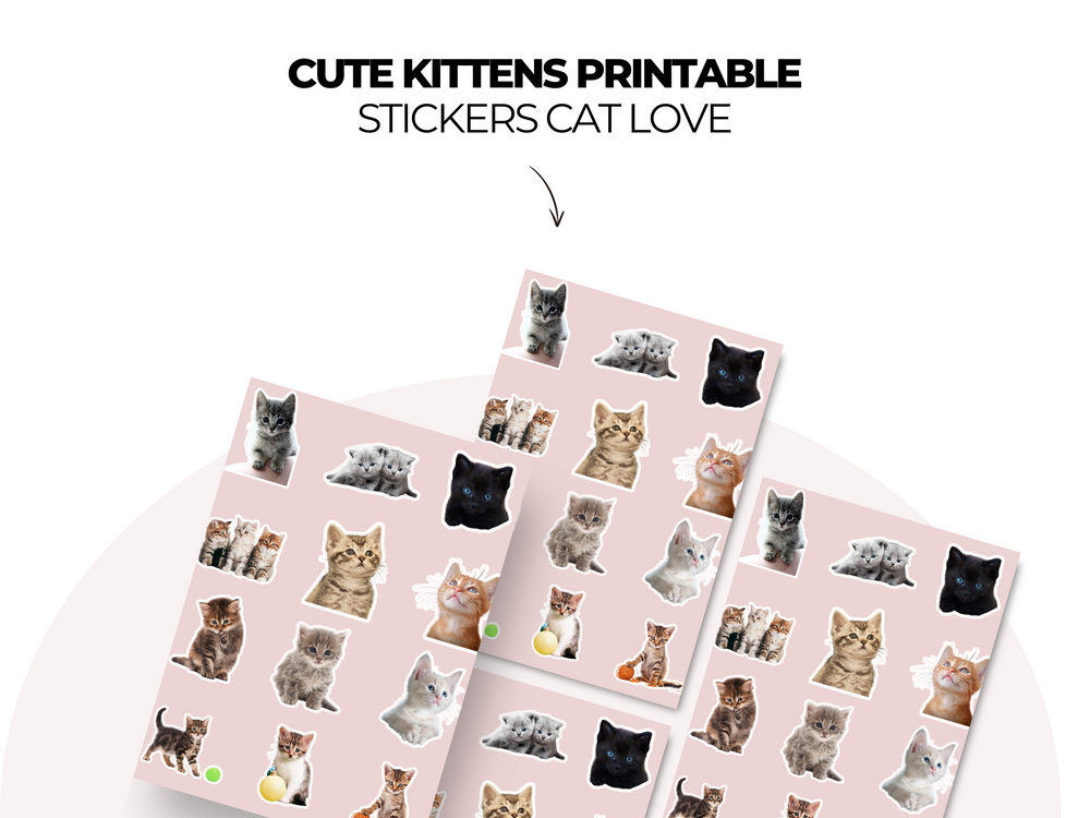 Cute Kittens Stickers - Printable