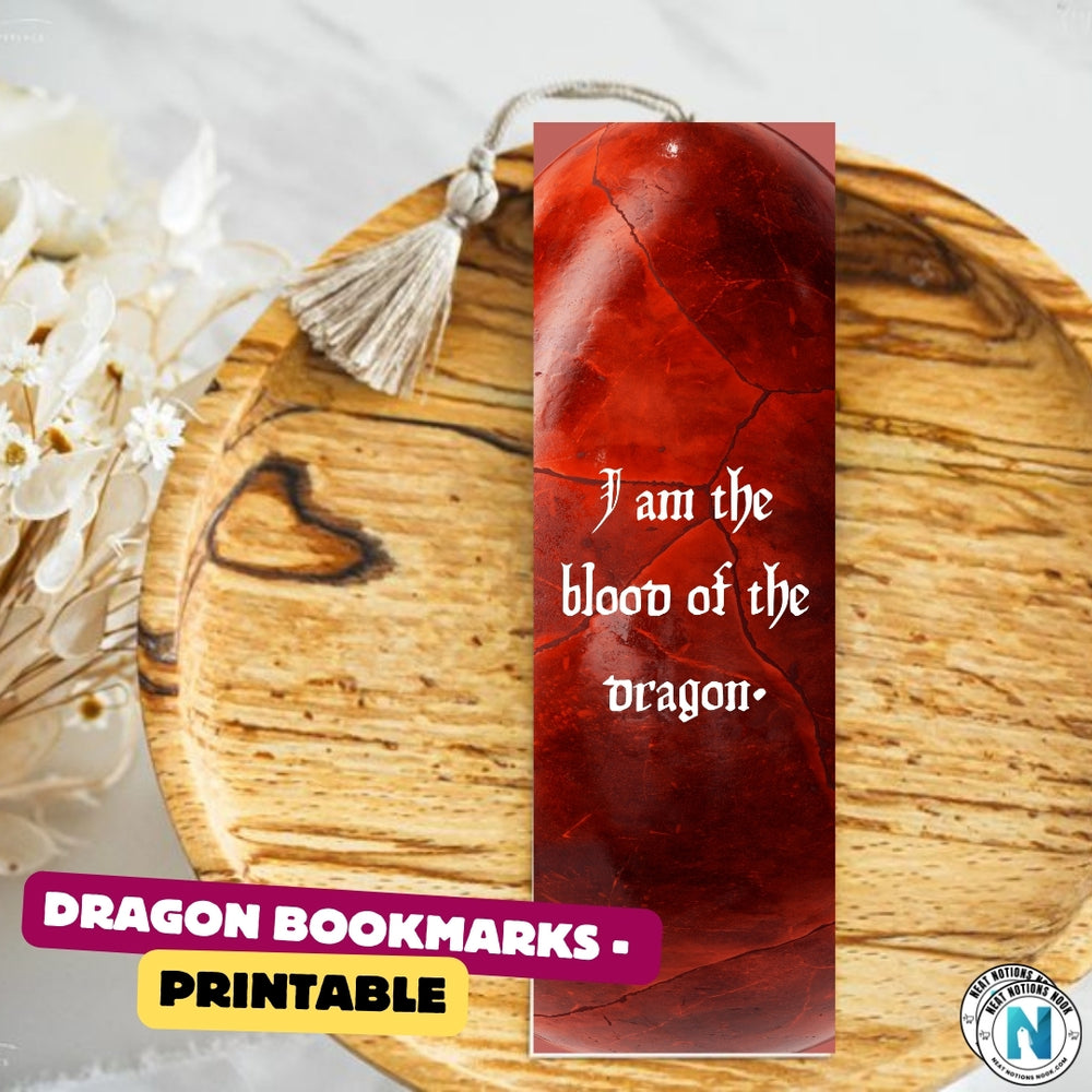 Blood of the Dragon Bookmark - Printable Bookmark - House of Dragon theme