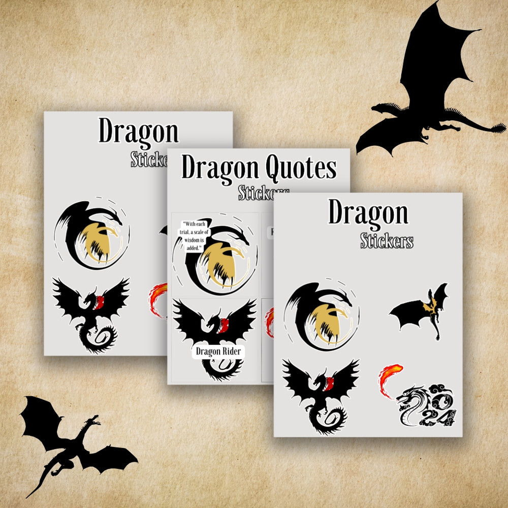 Dragon Theme Sticker - With and Without Quotes - Printable