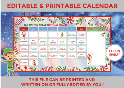 Elf on Shelf Calendar - PDF Fillers - Neat Notions Nook