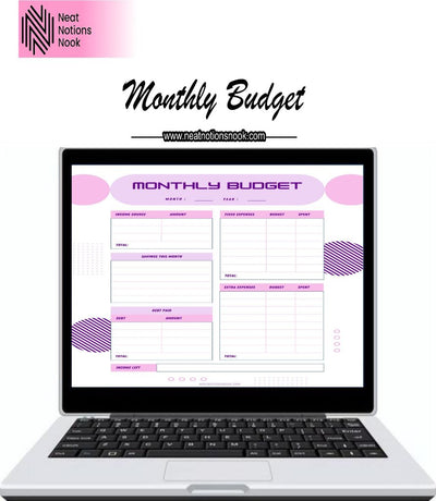 Monthly Budget Tracker - PDF Fillers - 2 Colors Available - Neat Notions Nook