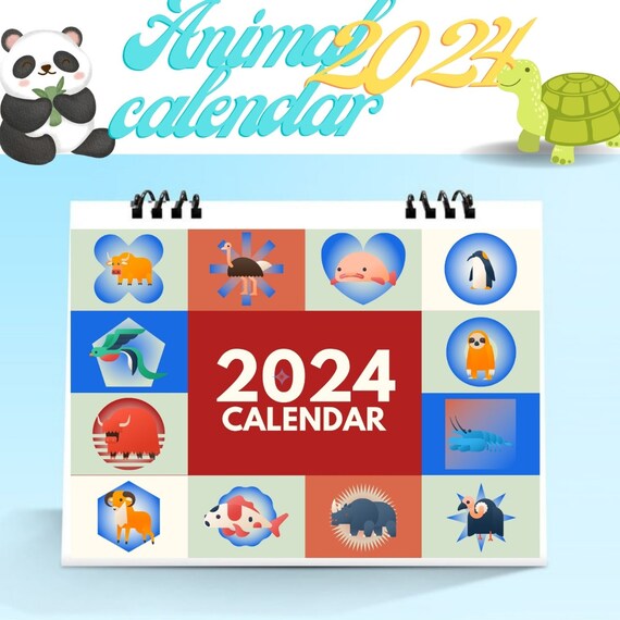 Animal Calendar 2024 - Printable Calendar.