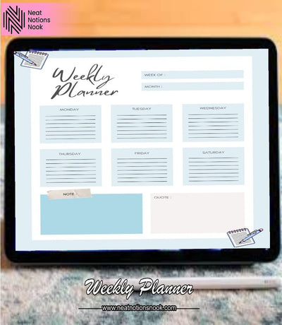 Weekly Planner - PDF Fillers - 2 Colors Available - Neat Notions Nook